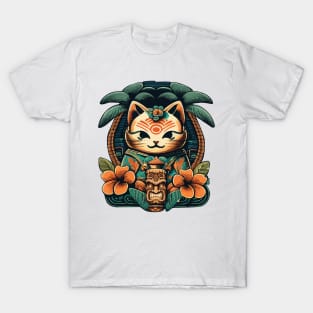 Japanese Cat Aloha Vibes T-Shirt